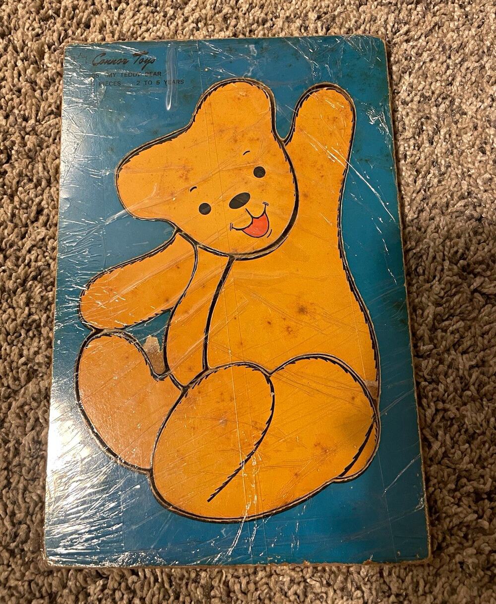Vintage Connor Toys Teddy Bear Wooden Puzzle Animals 6 Pieces